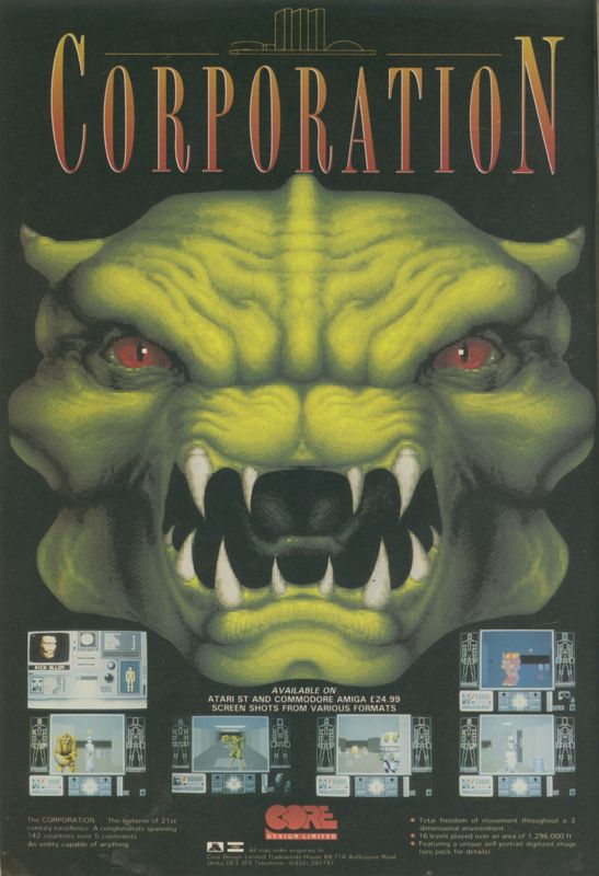 Corporation Magazine Advertisement (Magazine Advertisements): CU Amiga Magazine (UK) Issue #7 (September 1990). Courtesy of the Internet Archive. Page 30