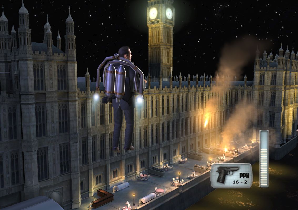 007: From Russia with Love Screenshot (Electronic Arts UK Press Extranet): London jetpack 28/4/2005