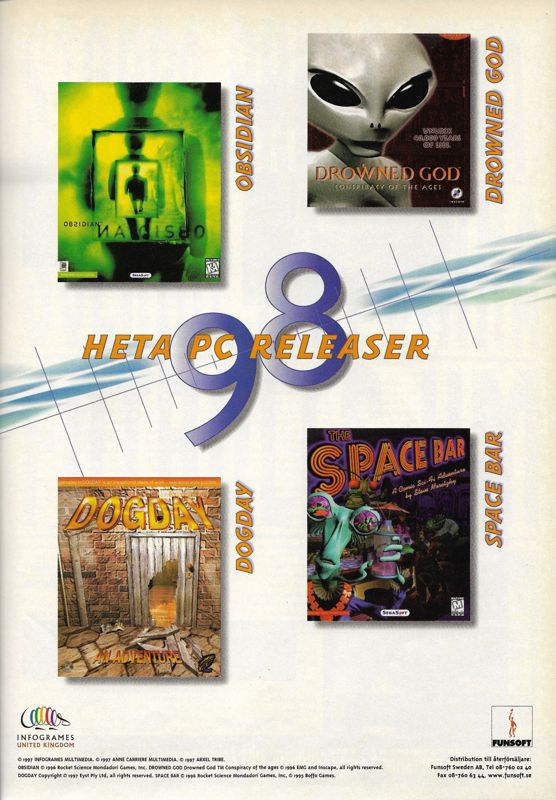 The Space Bar Magazine Advertisement (Magazine Advertisements): PC Gamer (Sweden), Issue 18 (May 1998)