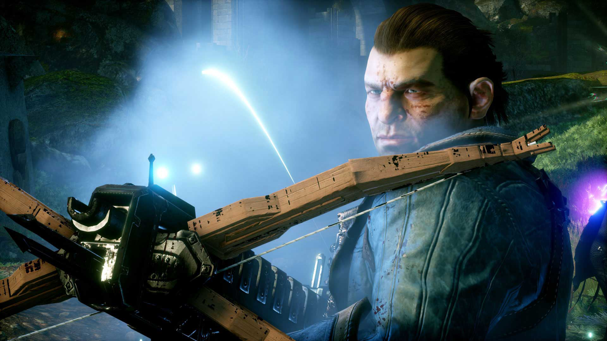 Dragon Age: Inquisition Screenshot (Xbox.com product page): Varric with Bianca