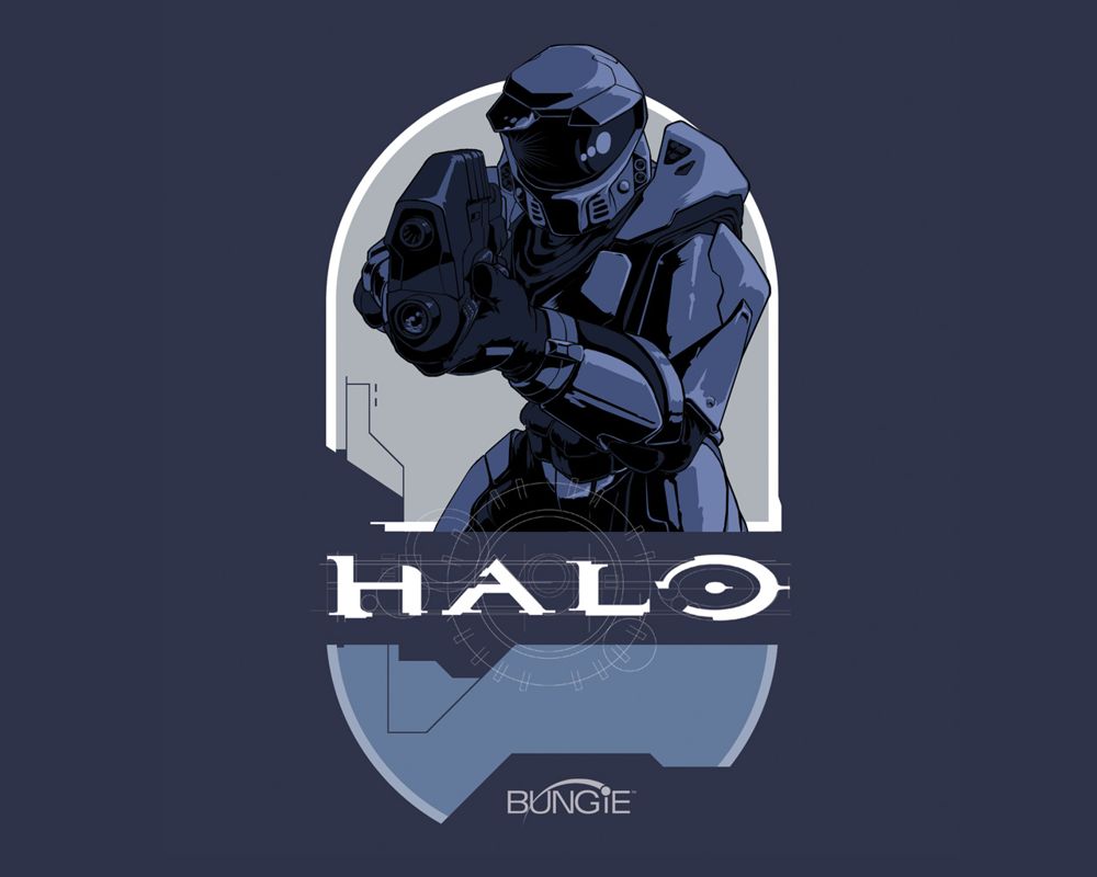 Halo: Combat Evolved Wallpaper (Bungie.net, 2005): Blue Cyborg Graphic