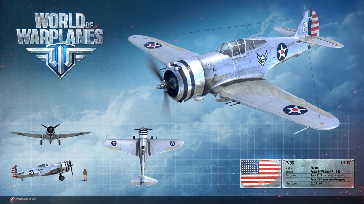 World of Warplanes Render (Official Website, Warplane Renders (2016)): Curtiss P-36 Hawk
