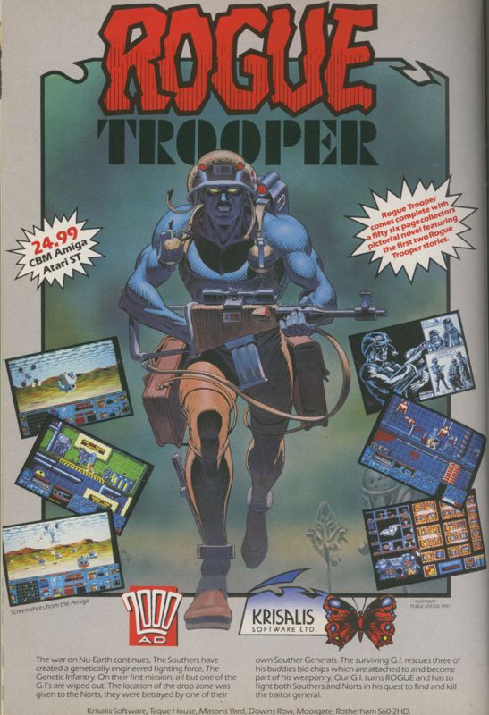 Rogue Trooper Magazine Advertisement (Magazine Advertisements): CU Amiga Magazine (UK) Issue #8 (October 1990). Courtesy of the Internet Archive. Page 46