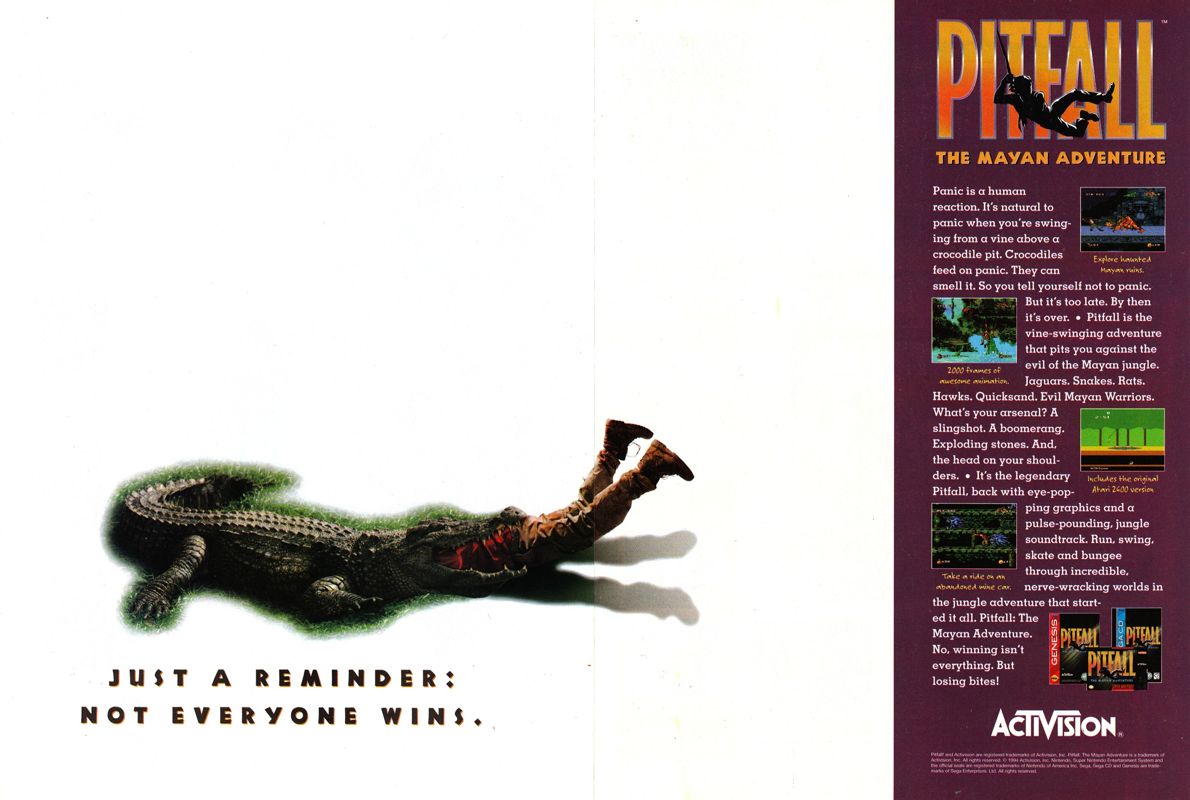 Pitfall: The Mayan Adventure Magazine Advertisement (Magazine Advertisements): GamePro (International Data Group, United States), Issue 65 (December 1994)