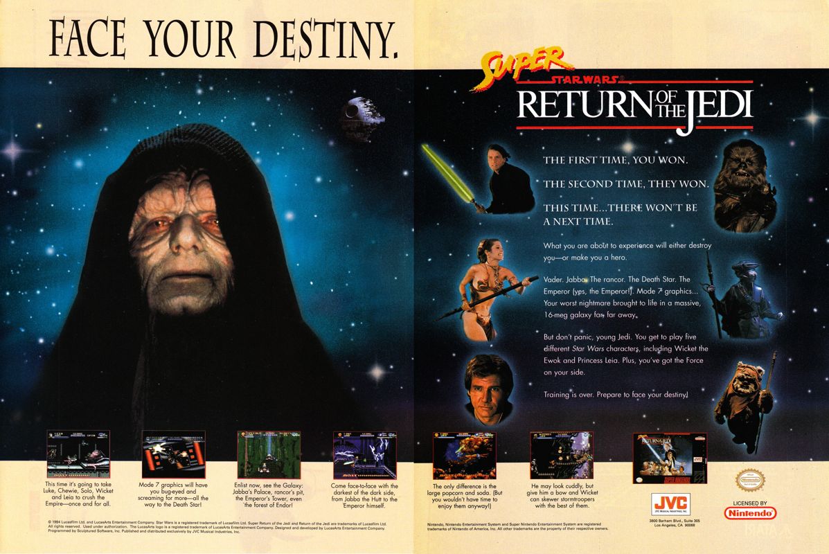 Super Star Wars: Return of the Jedi Magazine Advertisement (Magazine Advertisements): Official Magazine Advertisement GamePro (International Data Group, United States), Issue 65 (December 1994)