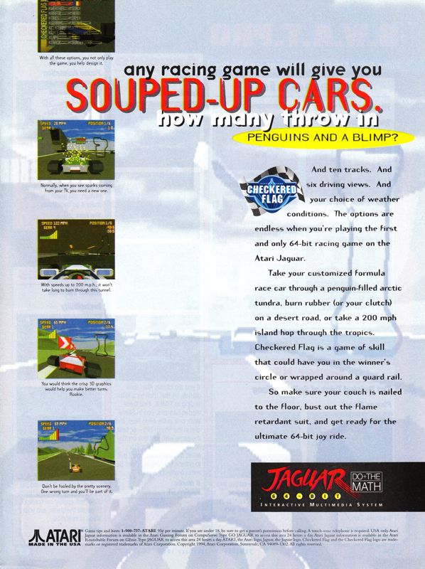 Checkered Flag Magazine Advertisement (Magazine Advertisements): Official Magazine Advertisement GamePro (International Data Group, United States), Issue 65 (December 1994)