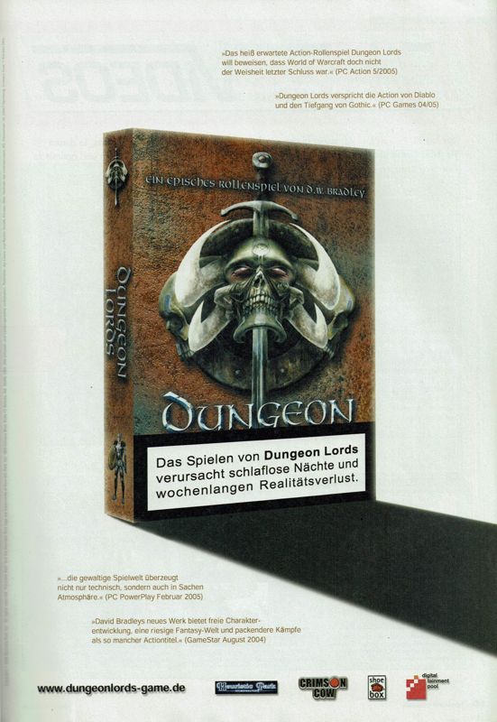 Dungeon Lords Magazine Advertisement (Magazine Advertisements): PC Powerplay (Germany), Issue 06/2005