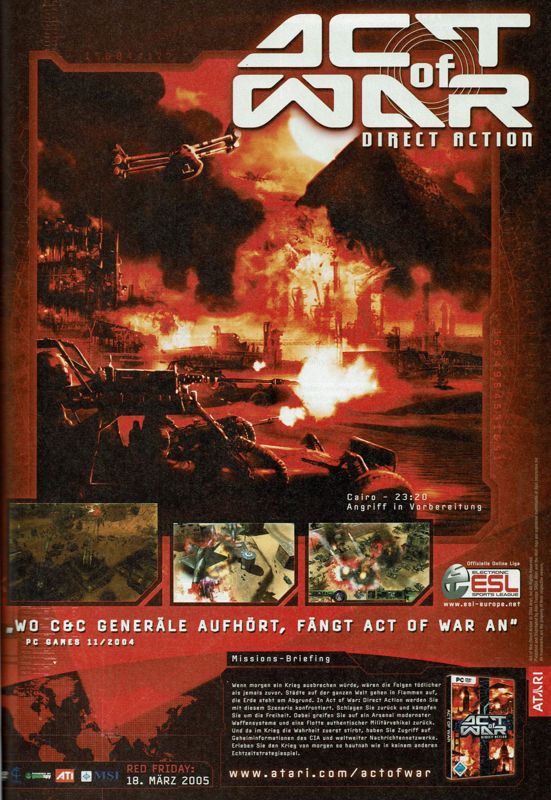 Act of War: Direct Action Magazine Advertisement (Magazine Advertisements): PC Powerplay (Germany), Issue 05/2005