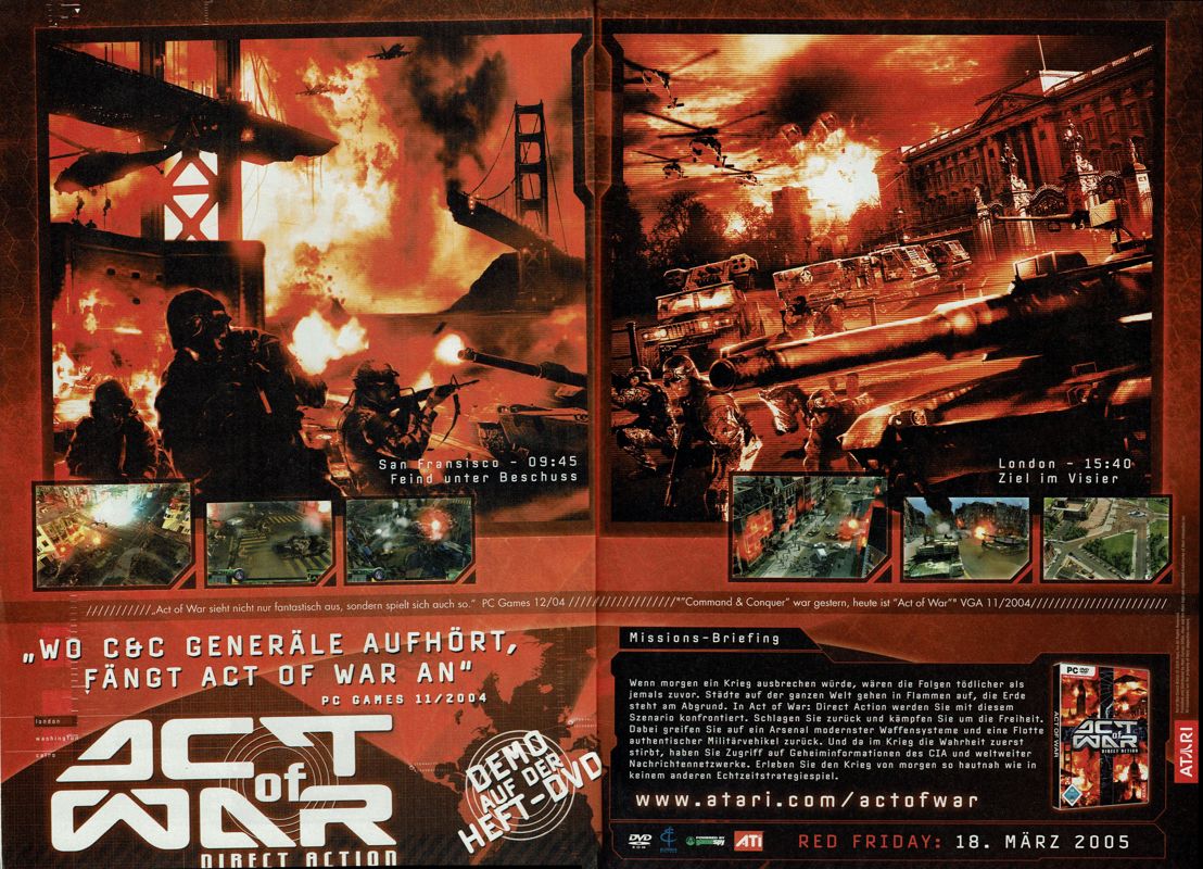 Act of War: Direct Action Magazine Advertisement (Magazine Advertisements): PC Powerplay (Germany), Issue 02/2005