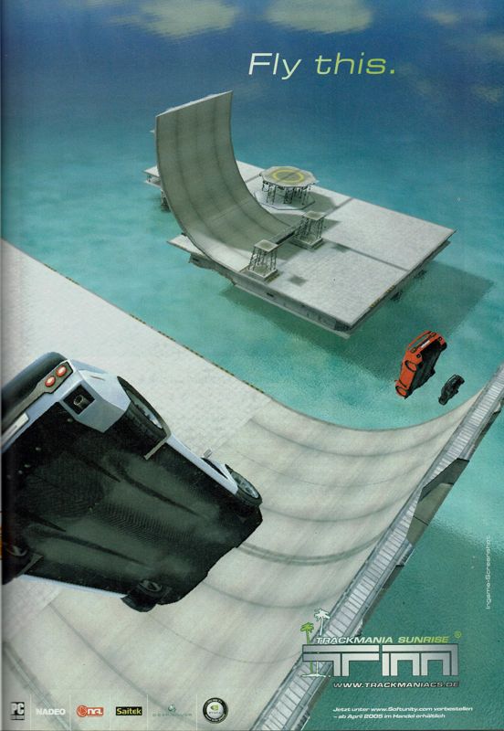 TrackMania Sunrise Magazine Advertisement (Magazine Advertisements): PC Powerplay (Germany), Issue 02/2005