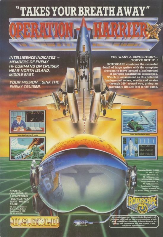 Operation Harrier Magazine Advertisement (Magazine Advertisements): CU Amiga Magazine (UK) Issue #8 (October 1990). Courtesy of the Internet Archive. Back cover