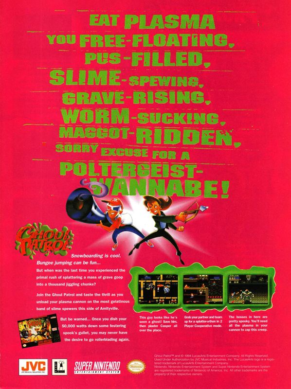 Ghoul Patrol Magazine Advertisement (Magazine Advertisements): Official Magazine Advertisement GamePro (International Data Group, United States), Issue 65 (December 1994)