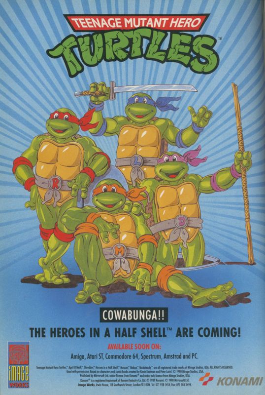 Teenage Mutant Ninja Turtles Magazine Advertisement (Magazine Advertisements): CU Amiga Magazine (UK) Issue #8 (October 1990). Courtesy of the Internet Archive. Page 34
