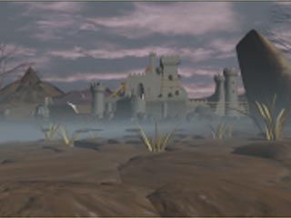 WarCraft II: The Dark Saga Screenshot (Electronic Arts website, 1997): Castle through the mist.
