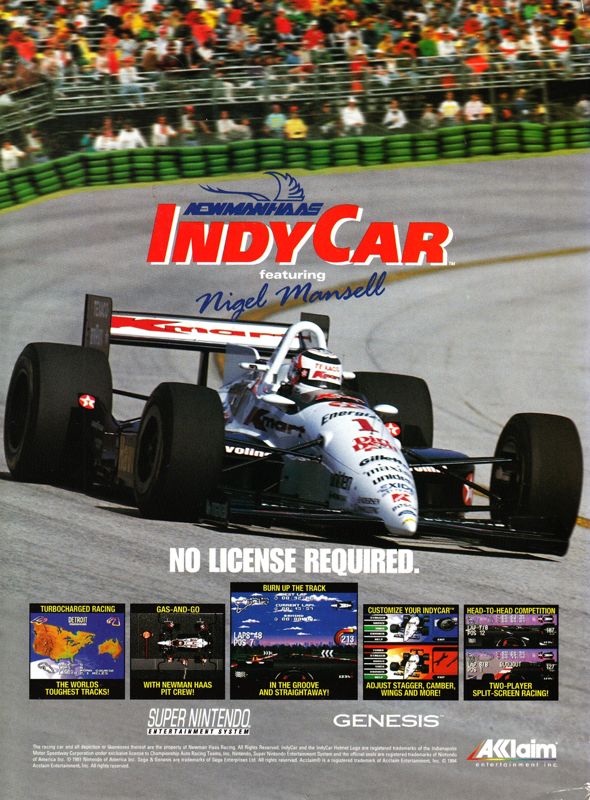 Newman/Haas IndyCar featuring Nigel Mansell Magazine Advertisement (Magazine Advertisements): GamePro (International Data Group, United States), Issue 65 (December 1994)