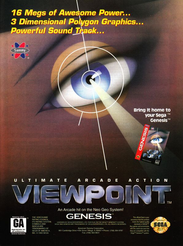 Viewpoint Magazine Advertisement (Magazine Advertisements): GamePro (International Data Group, United States), Issue 65 (December 1994)