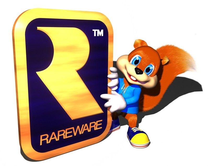 Conker's Bad Fur Day Render (Official Promo from Conker's Homeland): Conker with Rareware logo