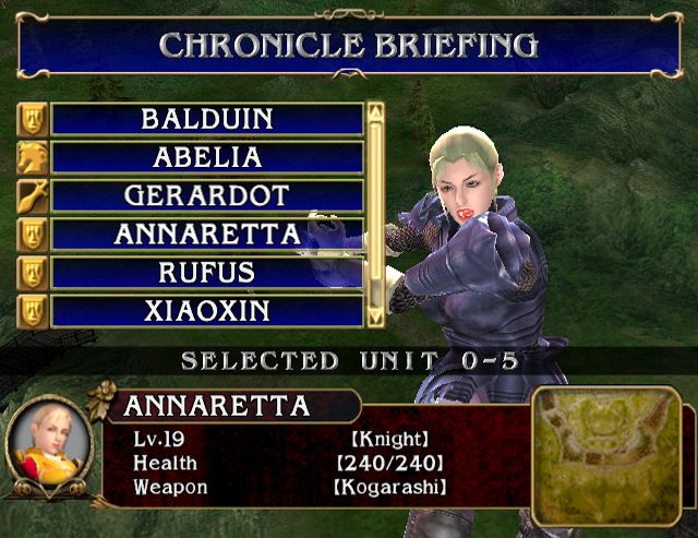 SoulCalibur III Screenshot (Sony Europe press disc): Chronicles of the Sword - Character Stats