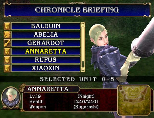 SoulCalibur III Screenshot (Sony Europe press disc): Chronicles of the Sword - Character Stats