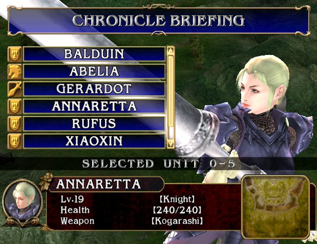 SoulCalibur III Screenshot (Sony Europe press disc): Chronicles of the Sword - Character Stats
