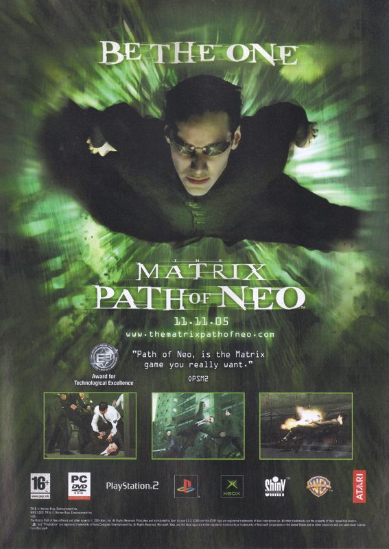 The Matrix: Path of Neo Magazine Advertisement (Magazine Advertisements): Games Master (Future Publishing, United Kingdom), Issue 166 (December 2005) Page 07