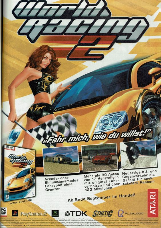World Racing 2 Magazine Advertisement (Magazine Advertisements): PC Powerplay (Germany), Issue 10/2005