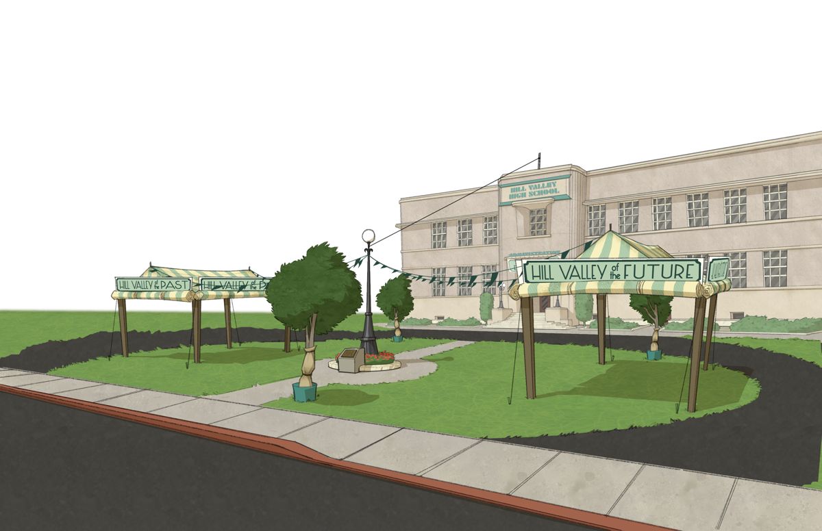 Back to the Future: The Game Concept Art (Koch Media FTP site): Hill Valley Expo - Front Courtyard