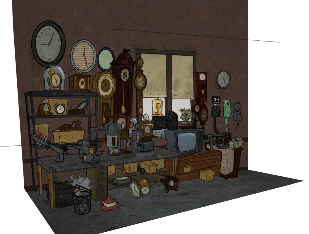 Back to the Future: The Game Concept Art (Koch Media FTP site): Doc Garage-wall