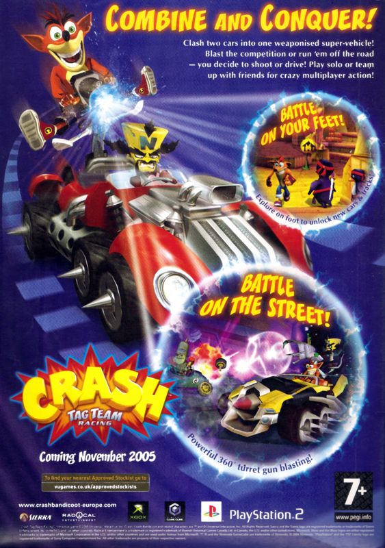 Crash Tag Team Racing Magazine Advertisement (Magazine Advertisements): GamesMaster (Future Publishing, United Kingdom), Issue 166 (December 2005) Back Cover