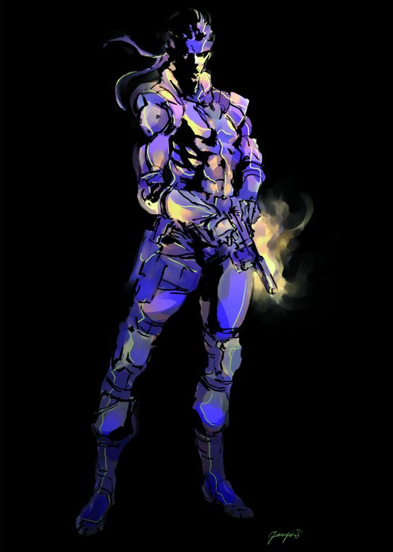 Metal Gear Solid Concept Art (Metal Gear Solid Artwork Vol. 1: Solid Snake): Snake (smoking gun)
