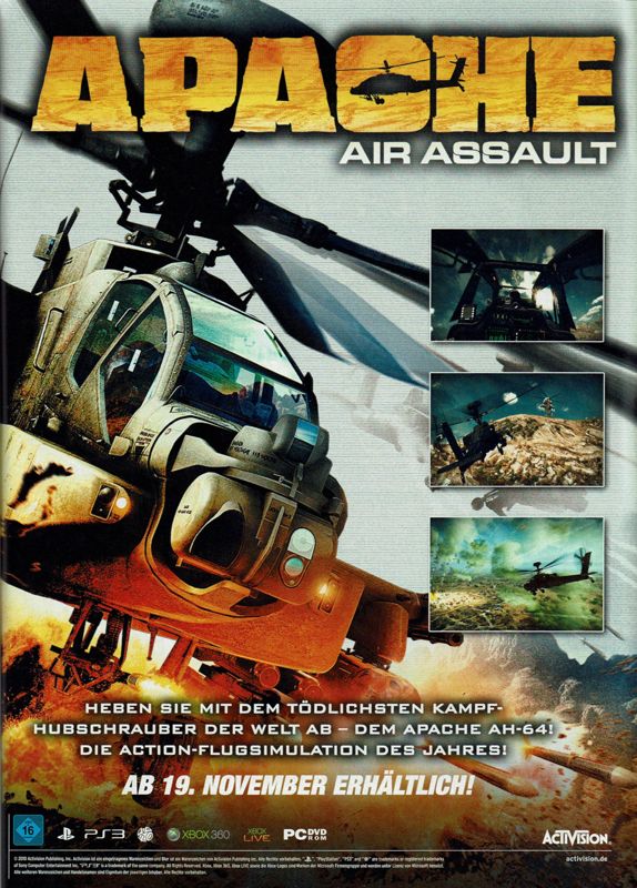 Apache Air Assault Magazine Advertisement (Magazine Advertisements): PC Action (Germany), Issue 12/2010