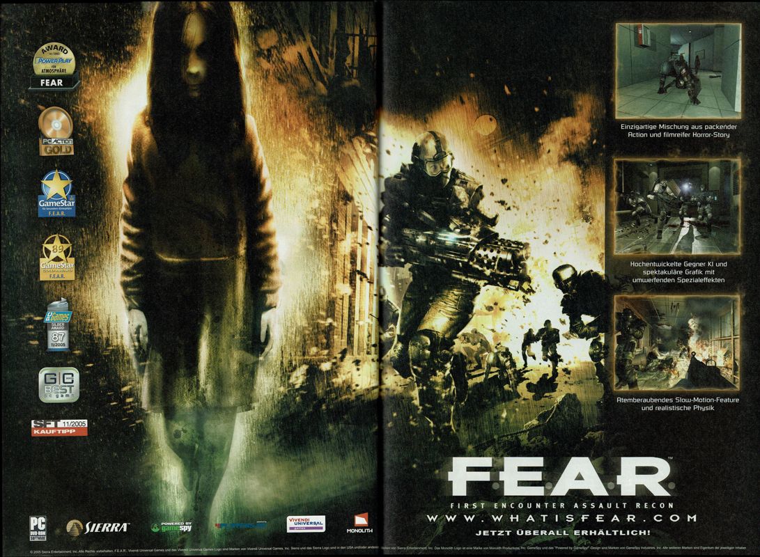F.E.A.R.: First Encounter Assault Recon (Director's Edition) Magazine Advertisement (Magazine Advertisements): PC Powerplay (Germany), Issue 11/2005