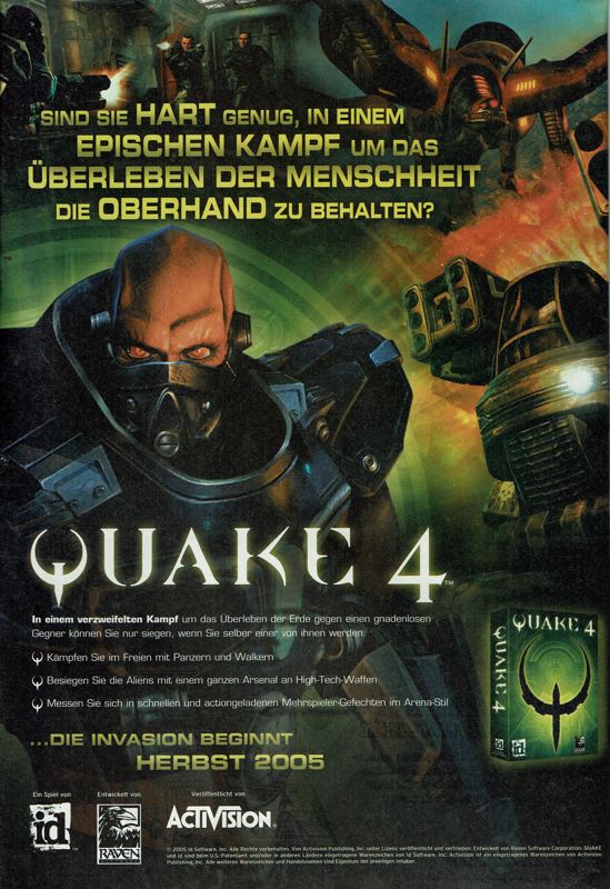 Quake 4 Magazine Advertisement (Magazine Advertisements): PC Powerplay (Germany), Issue 11/2005