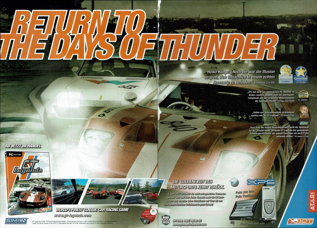 GT Legends Magazine Advertisement (Magazine Advertisements): PC Powerplay (Germany), Issue 11/2005