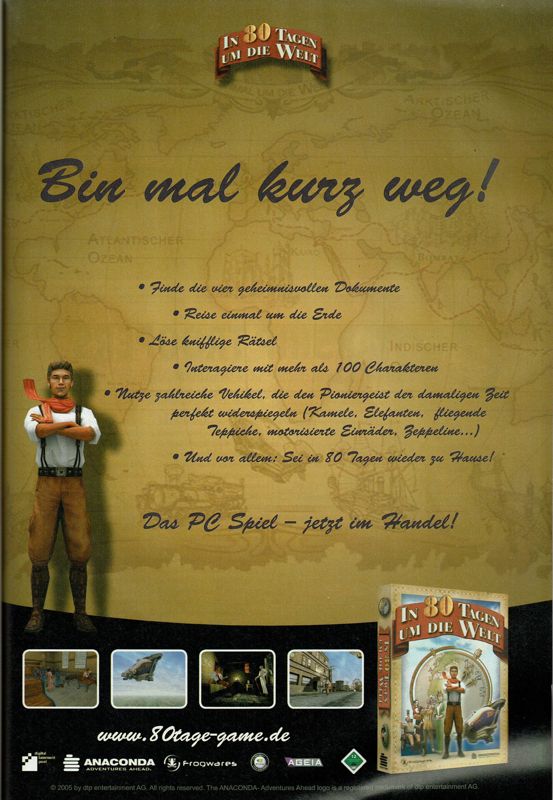 80 Days Magazine Advertisement (Magazine Advertisements): PC Powerplay (Germany), Issue 12/2005
