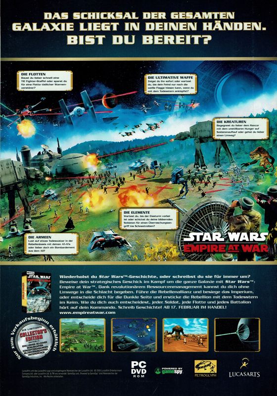Star Wars: Empire at War Magazine Advertisement (Magazine Advertisements): PC Powerplay (Germany), Issue 02/2006