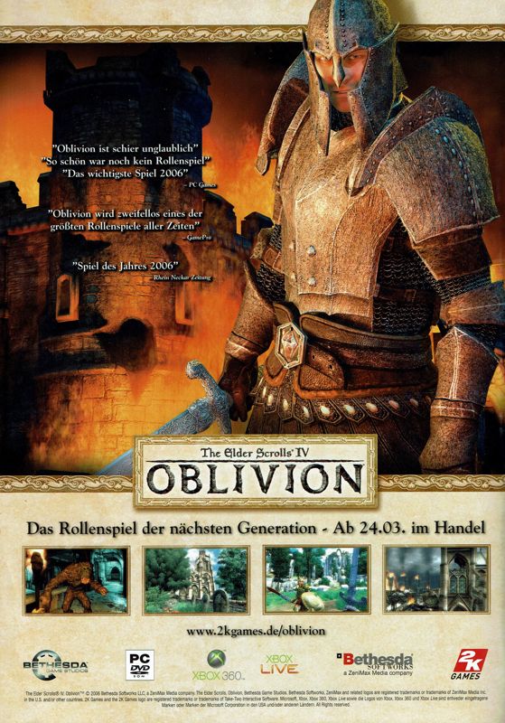 The Elder Scrolls IV: Oblivion Magazine Advertisement (Magazine Advertisements): PC Powerplay (Germany), Issue 03/2006