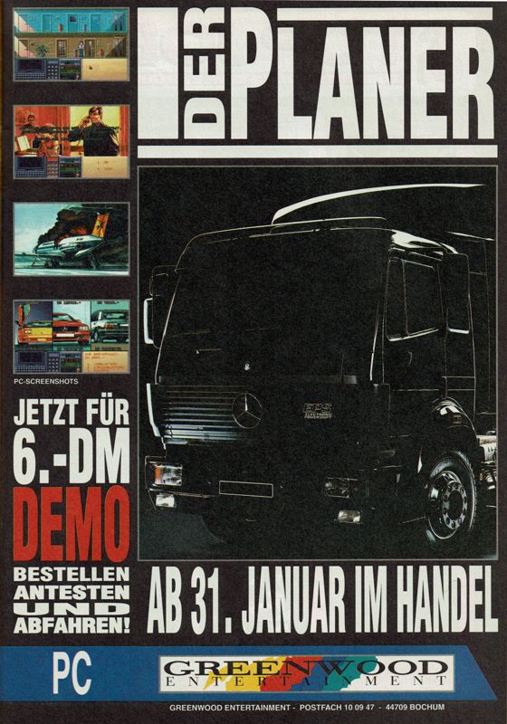 Der Planer Magazine Advertisement (Magazine Advertisements): PC Joker (Germany), Issue 01/1994