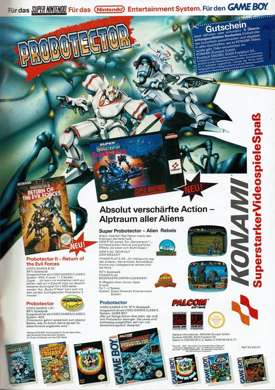 Super Contra Magazine Advertisement (Magazine Advertisements): Megablast (Germany), Issue #1 (1992)