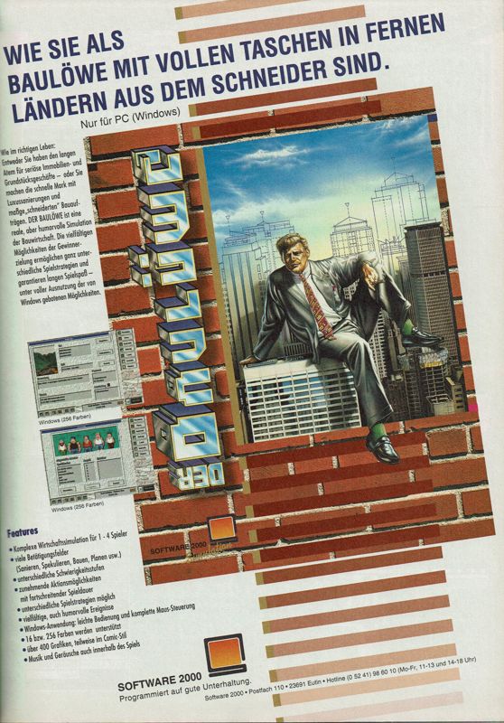 Der Baulöwe Magazine Advertisement (Magazine Advertisements): PC Joker (Germany), Issue 12/1994