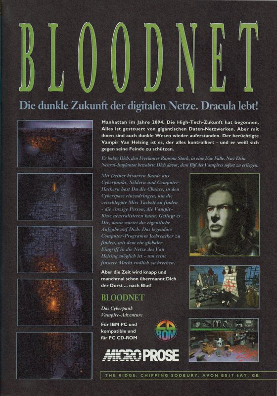 BloodNet Magazine Advertisement (Magazine Advertisements): PC Joker (Germany), Issue 04/1994