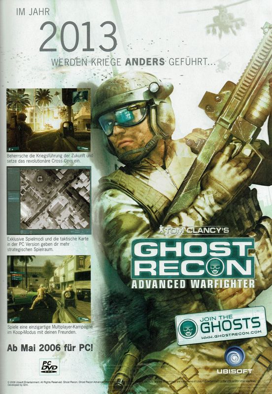 Tom Clancy's Ghost Recon: Advanced Warfighter Magazine Advertisement (Magazine Advertisements): PC Powerplay (Germany), Issue 05/2006