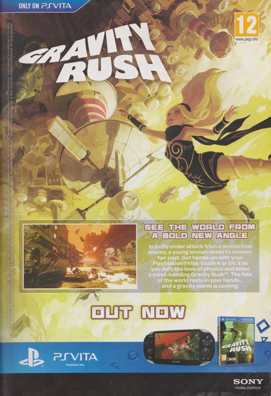 Gravity Rush Magazine Advertisement (Magazine Advertisements): PSM3 (United Kingdom), Issue 155 (August 2012)