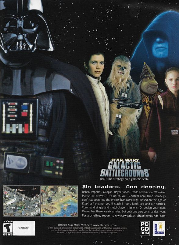 Star Wars: Galactic Battlegrounds Magazine Advertisement (Magazine Advertisements): PC Gamer (United States), Issue 95 (March 2002)