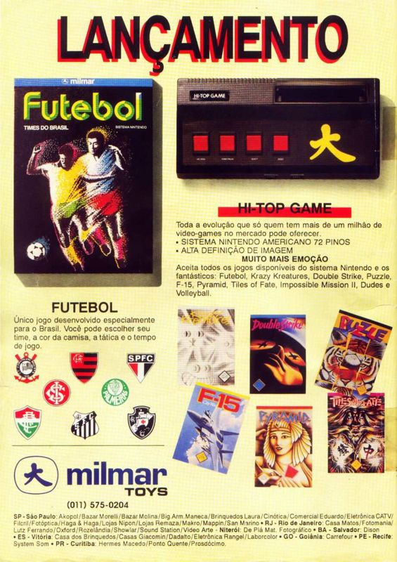 Futebol Magazine Advertisement (Magazine Advertisements): VideoGame (Brazil), Issue 4 (June 1991) Inner front cover