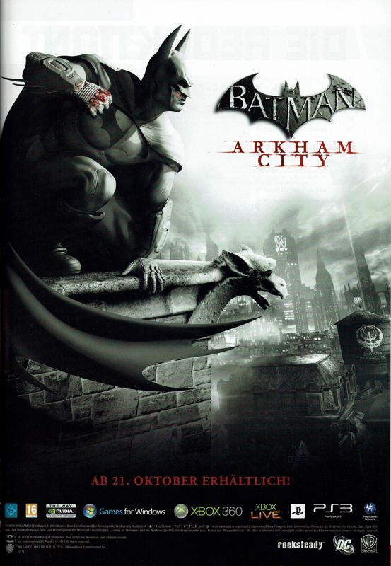 Batman: Arkham City Magazine Advertisement (Magazine Advertisements): Gamers Plus (Germany), Issue #21 (September 2011)