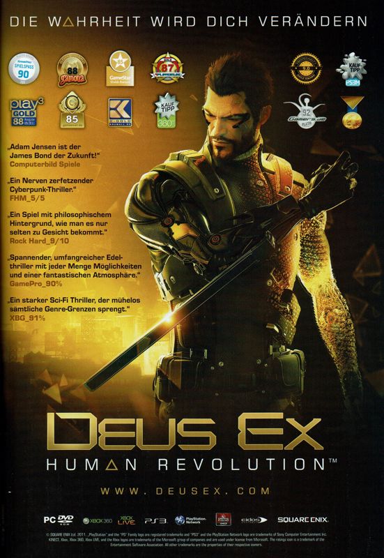 Deus Ex: Human Revolution Magazine Advertisement (Magazine Advertisements): Gamers Plus (Germany), Issue #21 (September 2011)