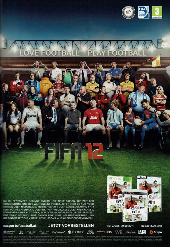 FIFA Soccer 12 Magazine Advertisement (Magazine Advertisements): Gamers Plus (Germany), Issue #21 (September 2011)