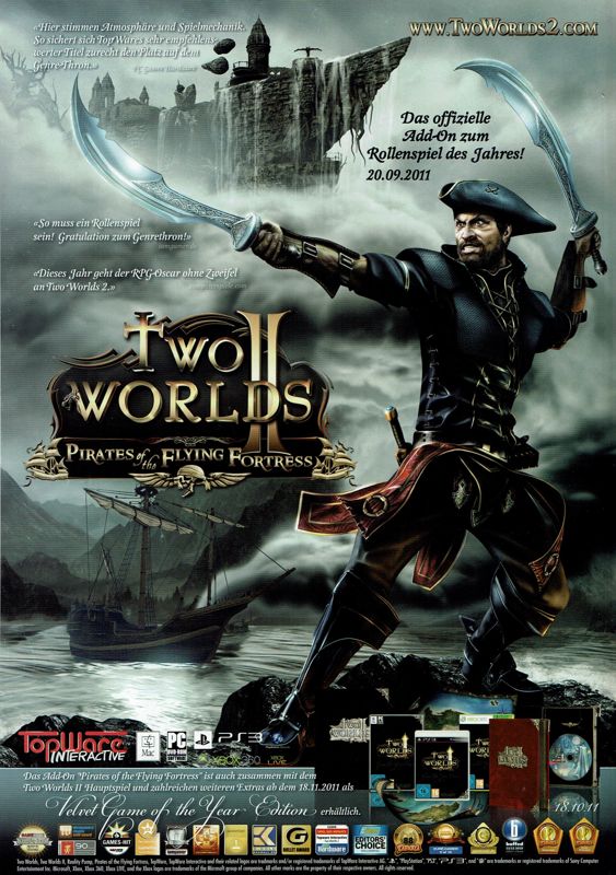 Two Worlds II: Pirates of the Flying Fortress Magazine Advertisement (Magazine Advertisements): Gamers Plus (Germany), Issue #21 (September 2011)
