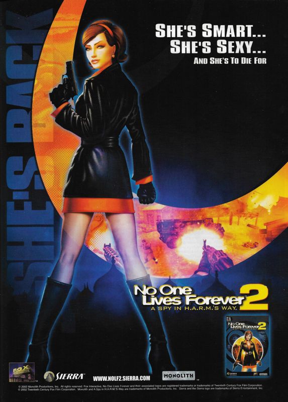 No One Lives Forever 2: A Spy in H.A.R.M.'s Way Magazine Advertisement (Magazine Advertisements): PC Gamer (United Kingdom), Issue 116 (December 2002)